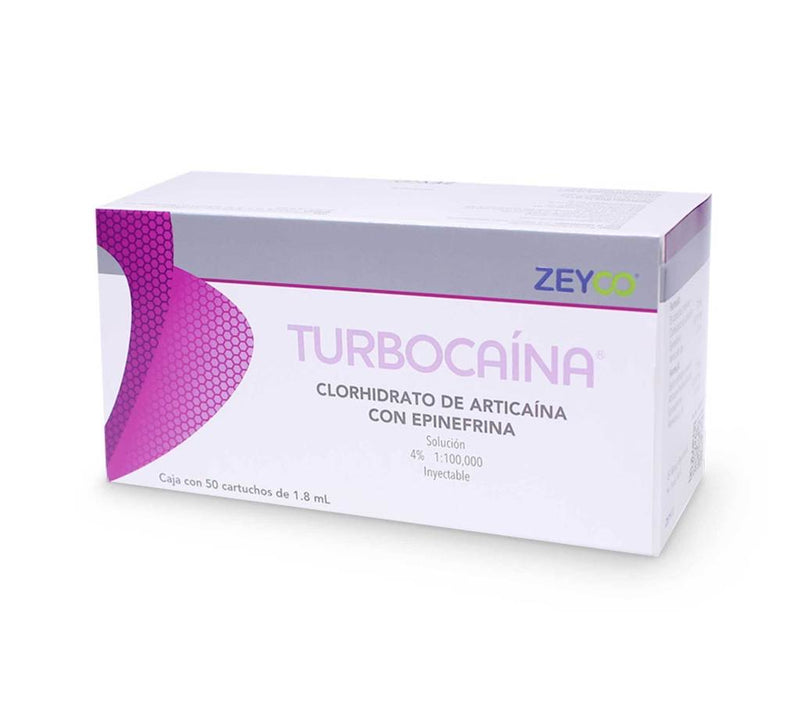 Anestesia Turbocaina 4% cartucho vidrio caja Zeyco
