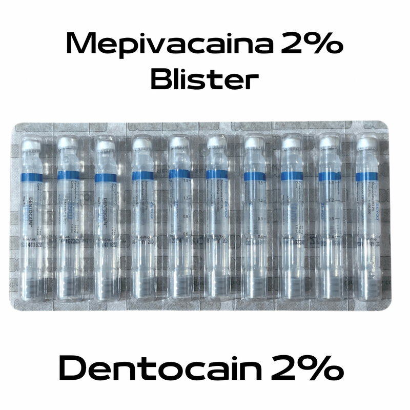 Anestesia Dentocain 2% cartucho plástico blister Zeyco