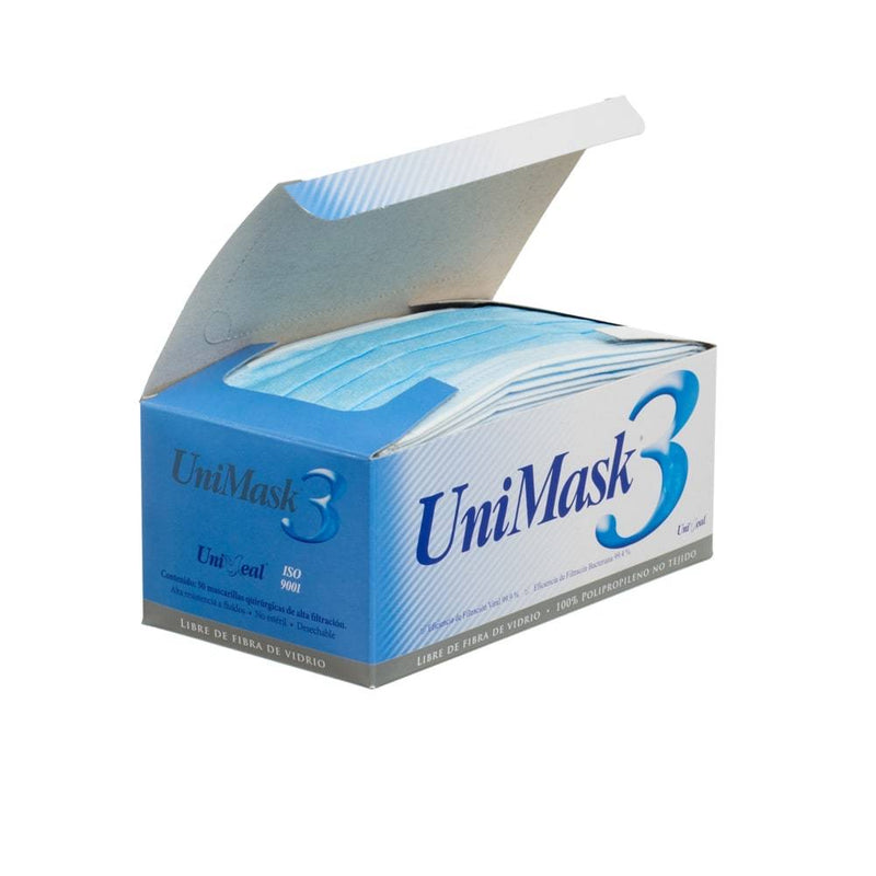 Cubreboca Unimask 3 Azul 50 Pz Uniseal