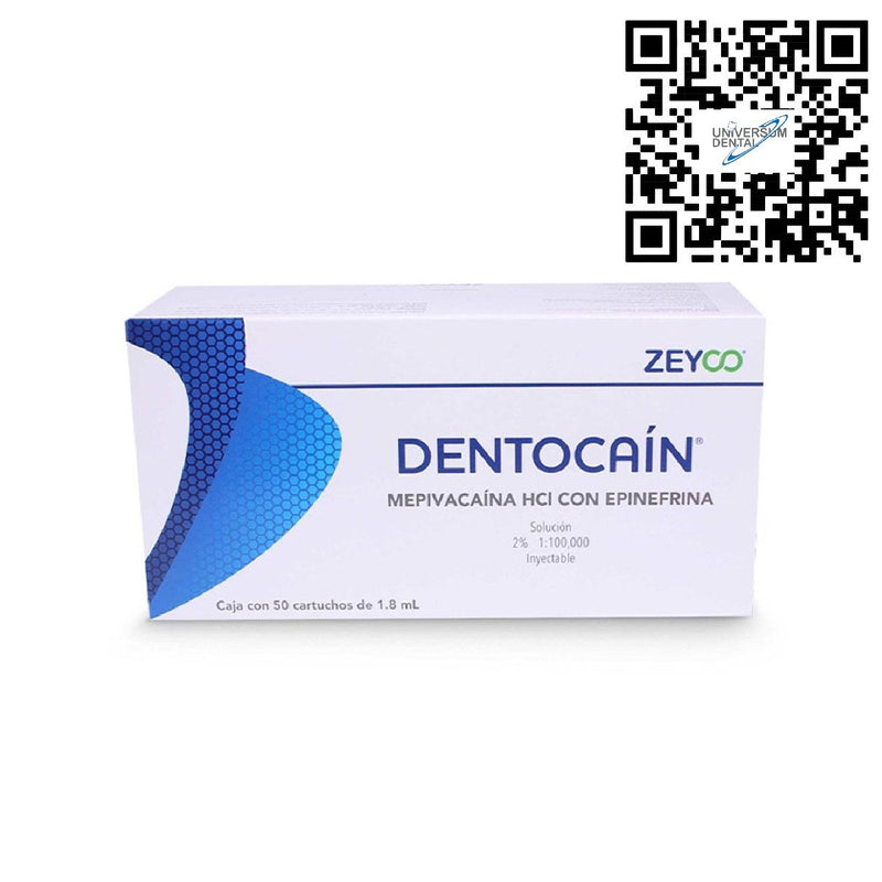 Anestesia Dentocain 2% cartucho plástico caja Zeyco